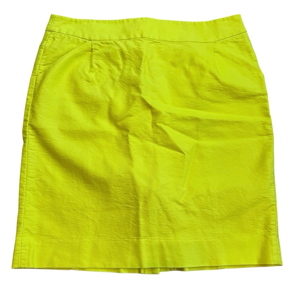J. Crew Factory Pencil Skirt Size 14 Yellow Green Cotton Skirt